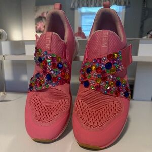 Vibrant Pink Gem-Embellished Sneakers